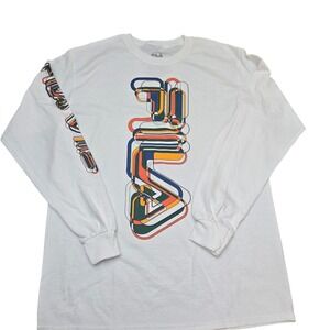 NWT Fila Long Sleeve T-Shirt Graphic‎ Logo Tee White Mens Size M
